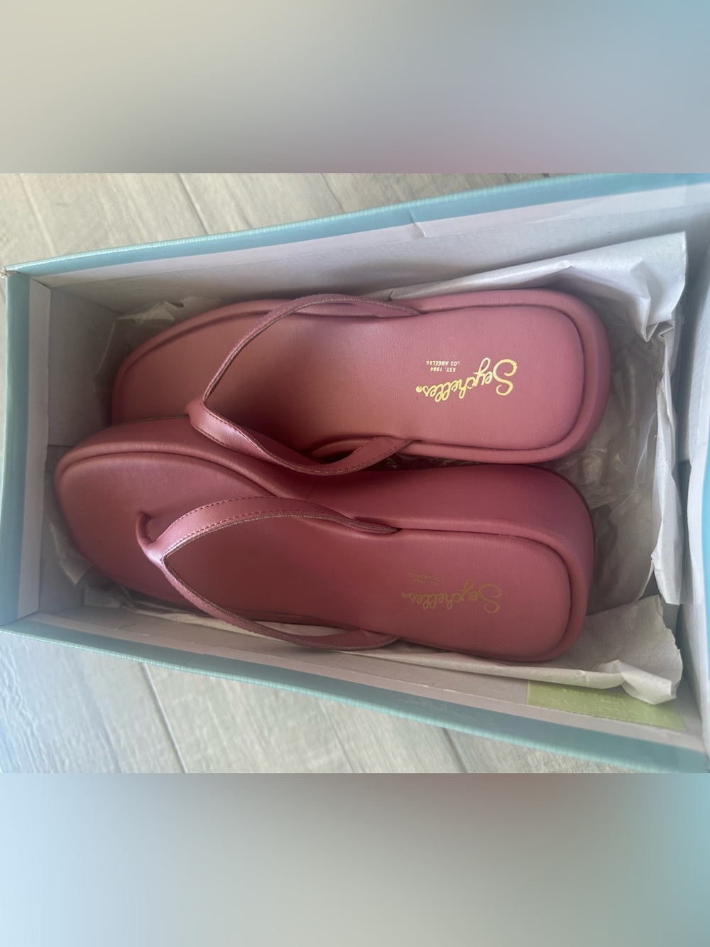 Seychelles Rose Pink Platform Flip-Flops urban renewal thong wedge sandal sz 6.5 - Picture 4 of 6